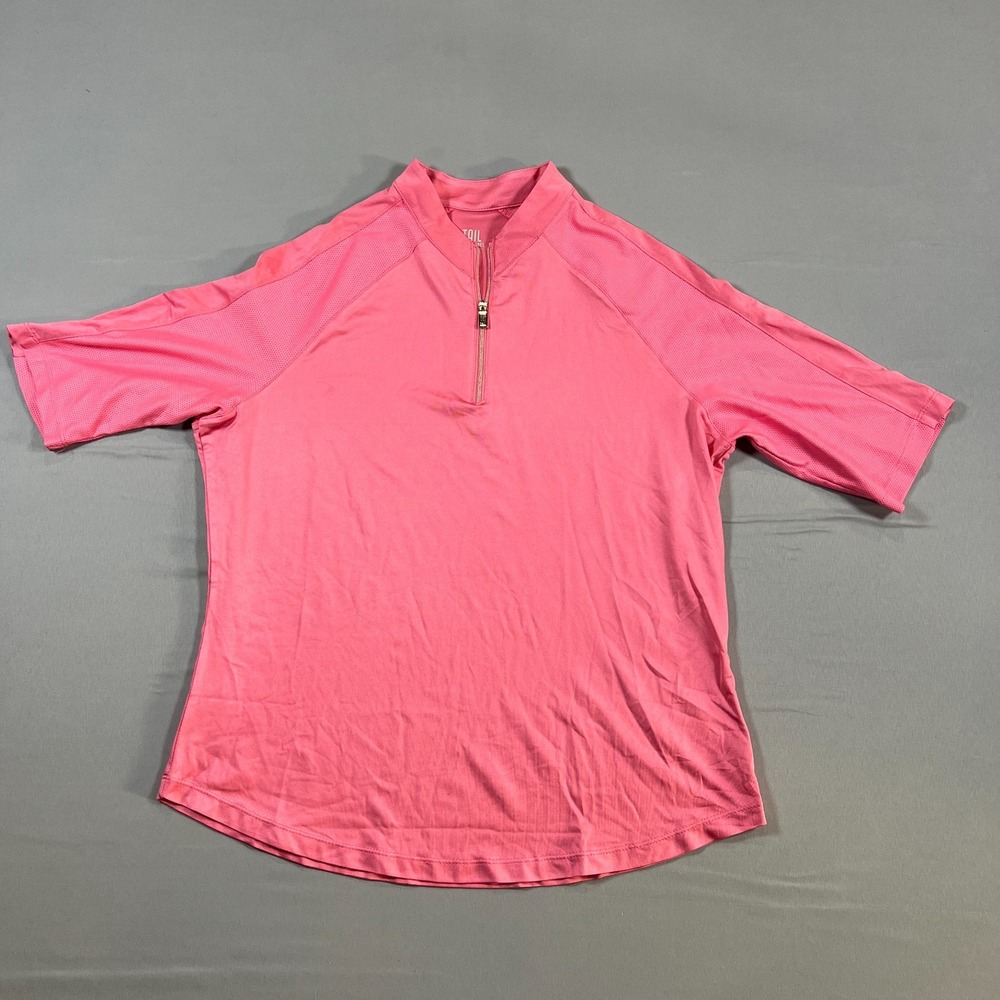 Tail White Label Athletic Top Womens L Pink Stretch Quarter Zip Moisture Wicking